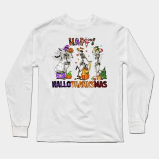 Happy HalloThanksMas holidays design Long Sleeve T-Shirt